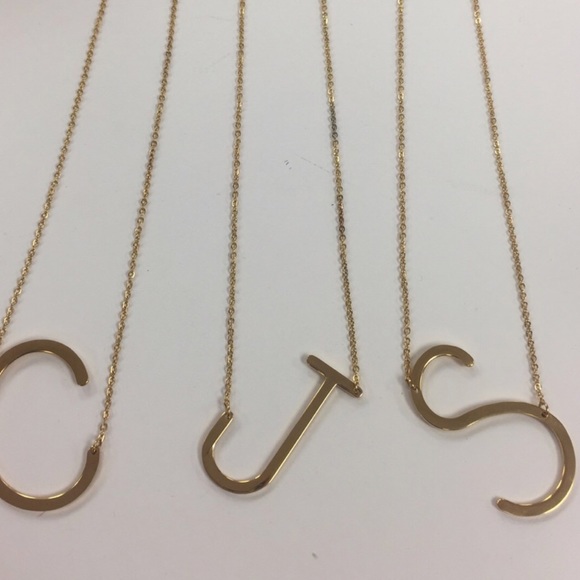 Large 1 1/2" Initial Necklaces-Gold,Silver orRose - Picture 6 of 8